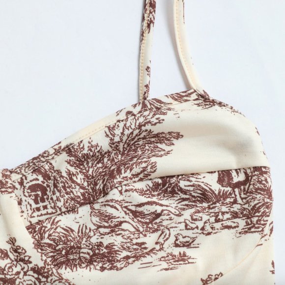 Brown and Beige Spaghetti Strap Bodysuit - Picture 3 of 5